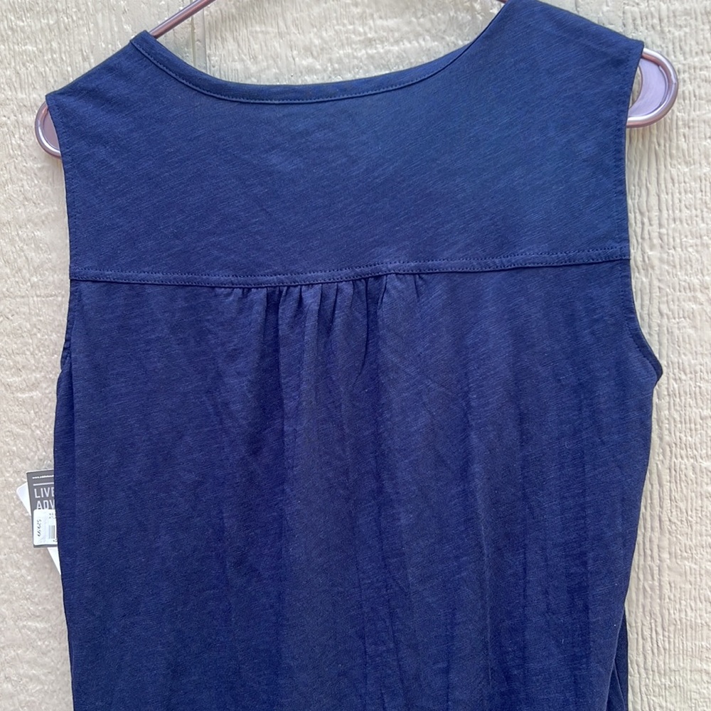 NWT Eddie Bauer Size Small Semi-Sheer Navy Wide Strap Tank Athletic Sporty - Picture 8 of 15